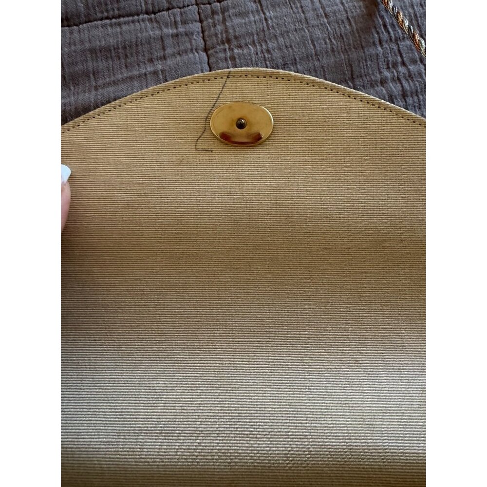 Delill Womens Clutch Stingray-like Pattern Cream Rectangular Flap Strap Vintage - Picture 8 of 11